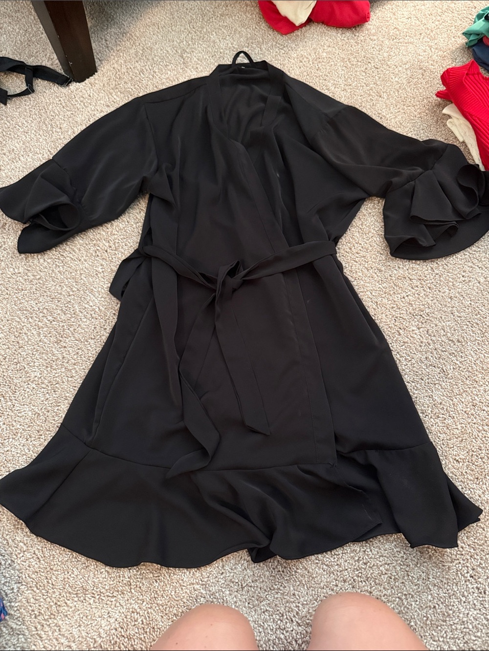 Black ruffle robe